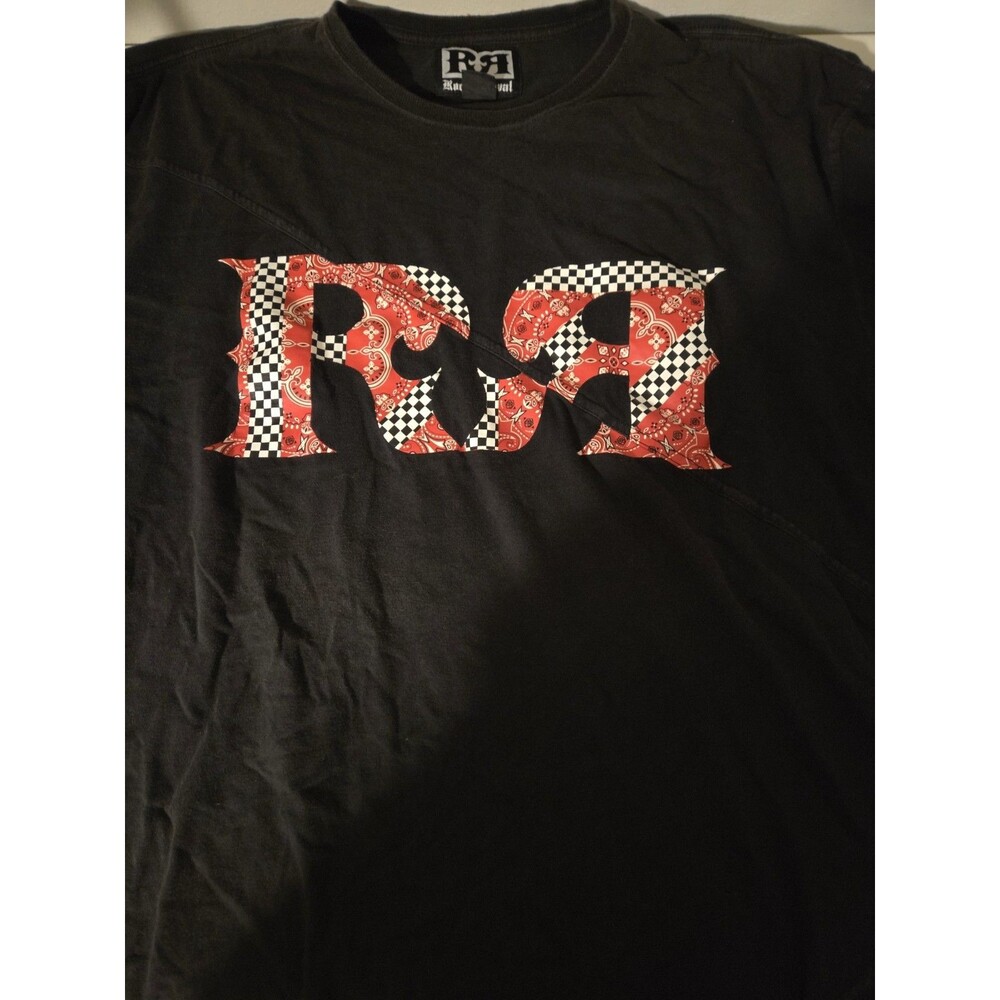 Rock Revival Mens Shirt XXXL 3XL Black Graphic Tee Bandana Checkerboard FBA4346